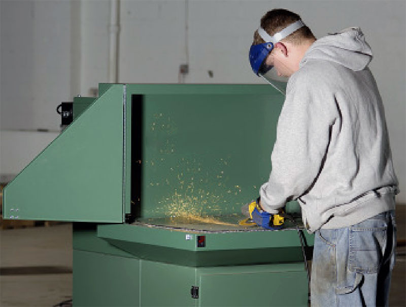 SPCB self-cleaning downdraft bench in action