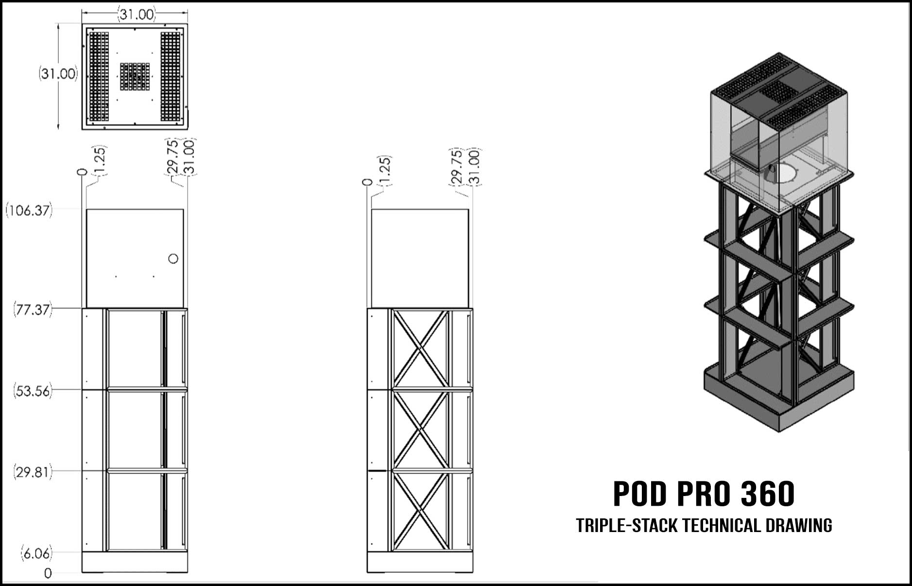 Pod Pro 360 Double-Stack Technical Drawing